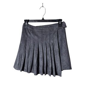 Y2K LF Faux‎ Suede Mini Wrap Skirt Size 10 Preppy Twee Kawaii Pleated Grey NWT